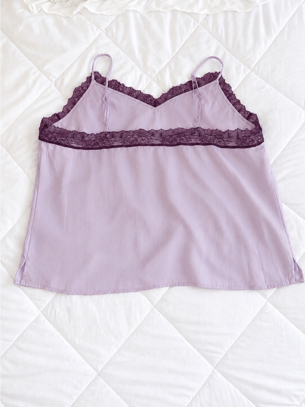 OLD NAVY NWT Lavender Cami Burgundy Plum Lace Trim Satin Balletcore Top Sz XL - Picture 3 of 7